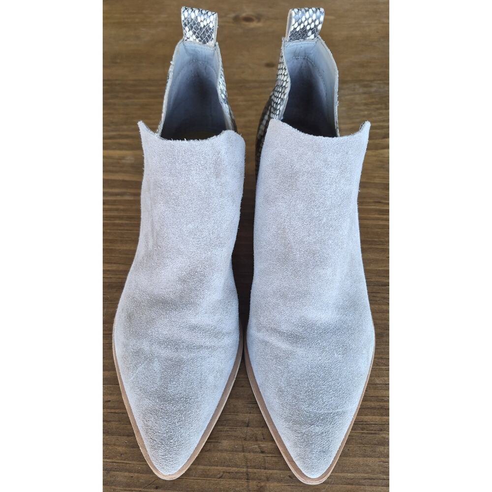 Dolce Vita Sonni Suede Ankle Booties Grey Snakeskin Heel Size 9